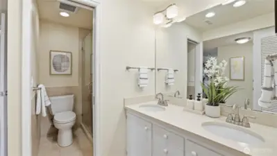 Radiant floor heating in Primary Bathroom.