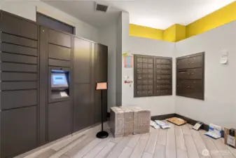 Mail room with Amazon locker