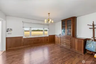Formal Dining room with pasture and red barn views