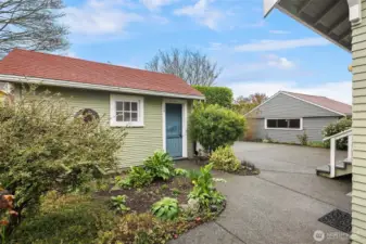 Two spacious parking areas in the back off the ally and a 1-car garage