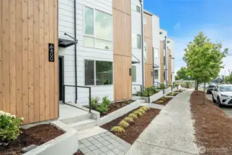 Front porches beckon back to a time when neighbors knew neighbors.  This already nice street frontage will be even better when the sidewalks are replaced in 4 to 6 months.