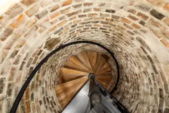 spiral staircase to wine cellar