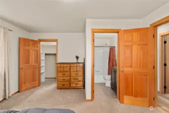 Primary bath and walk in closet - Upper level