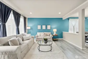 The living room provides a wonderful conversation area with the perfect balance of elegance and comfort.