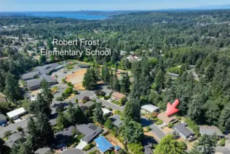 1 block to the park, pool, courts and playground.