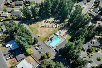 1 block to the park, pool, courts and playground.