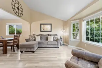 Vaulted ceilings in living room