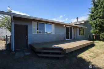 Large deck in backyard