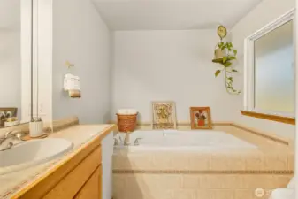 Unwind in this private soaking tub
