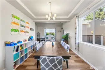 Large, formal dining room (being used for home school)
