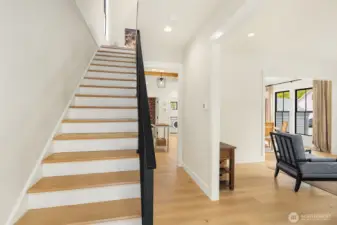 New stairway to second level built to code.
