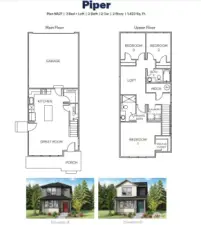 Thoughtfully designed layout with open-concept living downstairs and private retreat spaces plus loft upstairs.  Pictures are for representational purposes only, colors and features may vary.