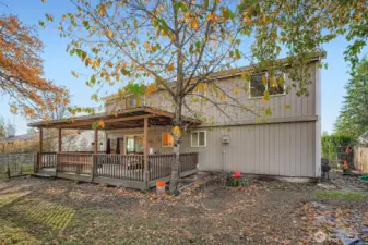 Attached, good size, 2 car garage has been drywalled & painted and offers cabinets, built-in shelving & window