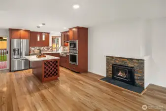 Wood Fireplace, also plumbed for gas.