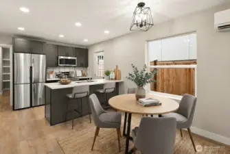 Luxury kitchen with custom cabinets, Quartz counters and luxury SS appliances.