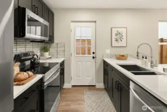 Luxury kitchen with custom cabinets, Italian tile backsplash, Quartz counters and luxury SS appliances.