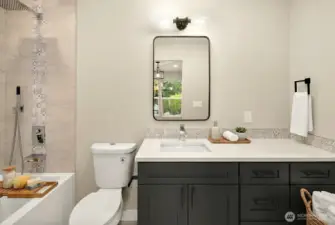 Spa-like en-suite bath with luxury finish.