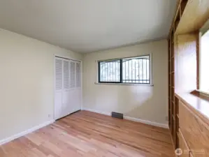 3rd bedroom with built in shelves.