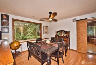 Roomy dining space with the large picture window.