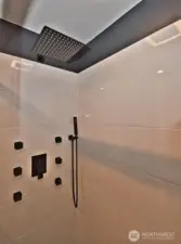 large tile walk-in shower.