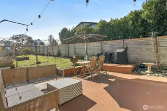 Large patio space allows for ample space for summer patio furniture and entertainers needs.