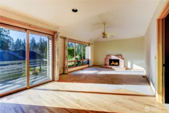 Family Room with Cozy Wood Burning Fireplace