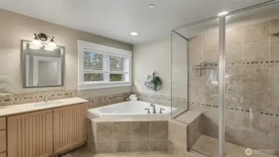 Nice Tile Shower and Jetted Tub