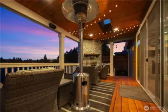 Deck has its own fireplace~