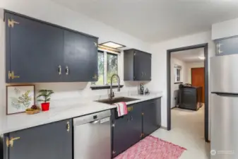 Stylish cabinets, Quartz counters and a fabulous deep sink.