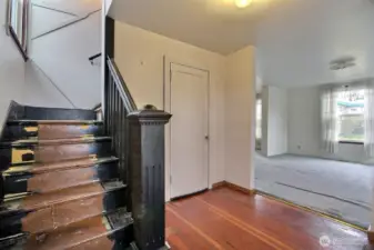 Ascend the original Craftsman staircase to the 2nd level featuring 3 bedrooms and one full bathroom.