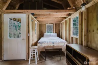 Shed used as a sleeping space.