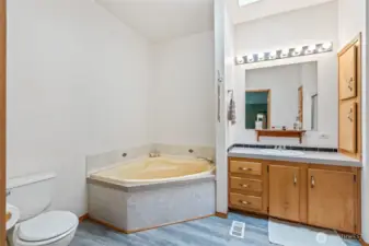 Primary bathroom with soaking tub.