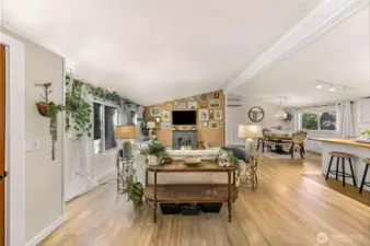 Vaulted ceilings give this home a spacious, airy vibe.