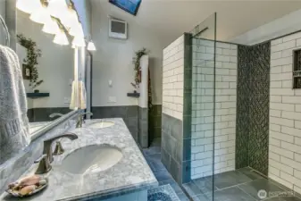 All new primary bath w/ skylight