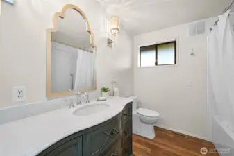 The second bathroom is a full bath