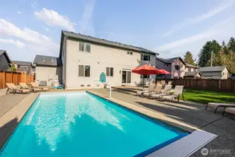 Retractable pool cover with heating for a year-round use