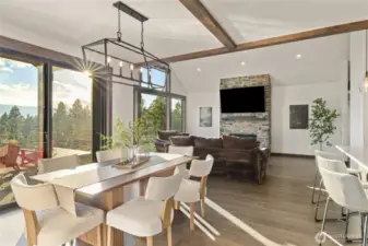 Dining area with slider to back deck