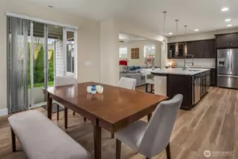 Large dining area room for a large dining table. Great for the holidays!