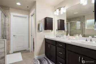 Wonderfully appointed primary bathroom.