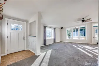 As you enter, first look at the south facing wall of windows to the right.