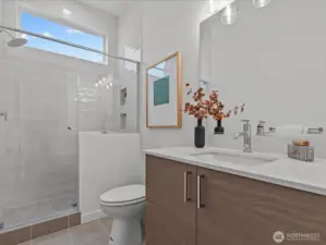 3/4 bath on main level, perfect for adjacent bedroom! Model home.