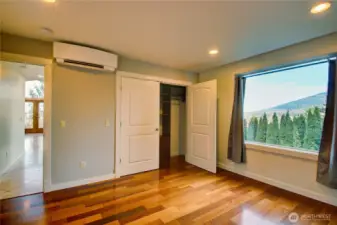 2nd bedroom showing closet and mini split