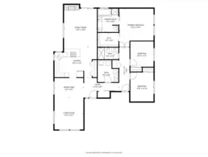 Floor plan illustrating room dimensions, layout, and flow between living spaces. Measurements are approximate.