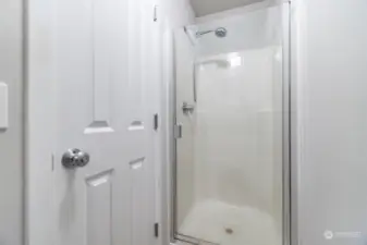 The primary bath also has a shower!