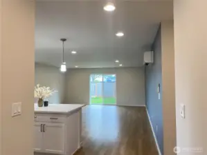 Living space with eat in kitchen.