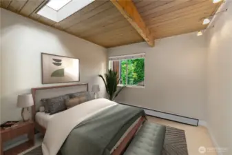 Virtually staged 3rd bedroom, currently used as office.
