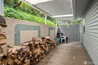 Rear covered deck with outdoor access