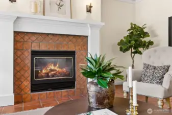 Cozy fireplace in living   room