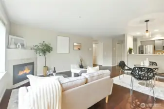 Gas fireplace.