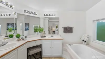with soaking tub...